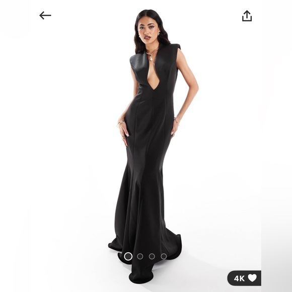 ASOS Dresses & Skirts - ASOS DESIGN scuba moulded plunge fishtail maxi dress in black, size 6